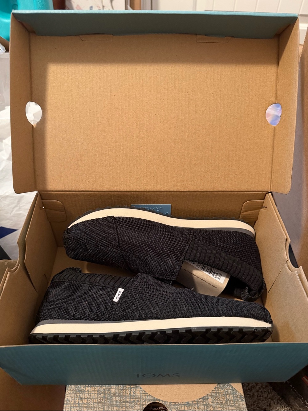 Toms alpargata resident black knit womens shoes size 6 new in box